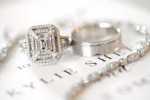 wedding rings and necklace