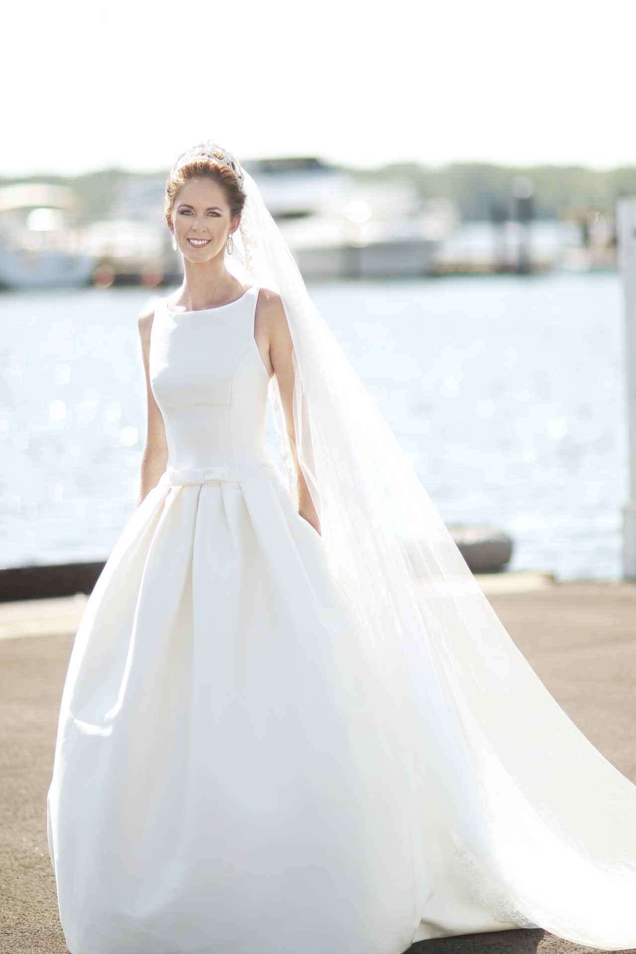bride at the marina