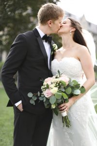 Newlyweds at St Paul Cathedral in Pittsburgh, PA