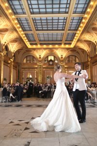 The bride and groom's first dance at The Pennsylvanian wedding reception in Pittsburgh, PA by Araujo Photography