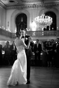 Bride and Groom first dance in the Grand Ballroom of the Omni William Penn Hotel in Pittsburgh, PA. Image by Araujo Photography.