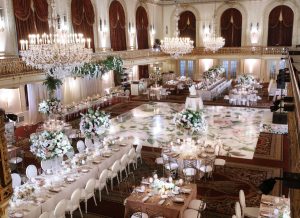 The gorgeous ballroom of the Omni William Penn Hotel.